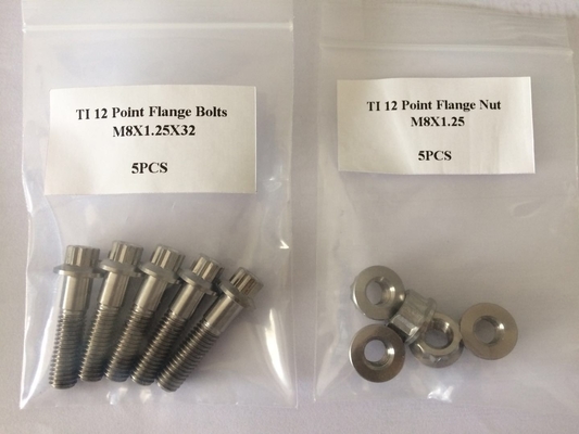 Φυσικό φινίρισμα GR5 Τιτανίου M8 x1.25x 32MM 12 σημεία φλάντζης βρόγχος για χημικές εγκαταστάσεις