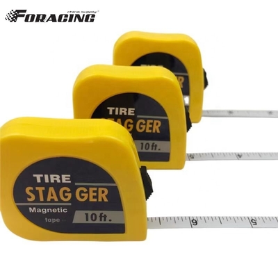 10 FT Steel Blade Racing Tire Stagger Tape Measure με μαγνητική πλάτη και χρωματοποιημένο τελικό Custom Logo