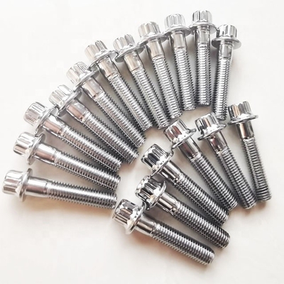 Τελεία από ψευδάργυρο DIN Standard M7 x 32 12 PT Bolt και M7 Nylon Lock Nut για τροχούς BBS Chromoly σε Slivery Steel