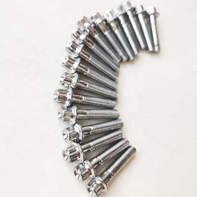 Τελεία από ψευδάργυρο DIN Standard M7 x 32 12 PT Bolt και M7 Nylon Lock Nut για τροχούς BBS Chromoly σε Slivery Steel