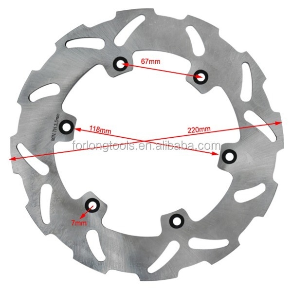 220mm OD από ανοξείδωτο χάλυβα 3,5mm πάχος τιτανίου περιστροφός φρένων για Suzuki RM 125 250 RMX S 250 DRZ E 400 Μέρη μοτοσυκλέτας