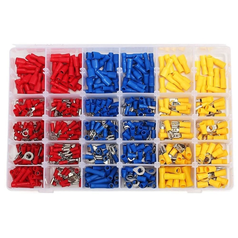 480pcs Απομονωμένα τερματικά Ηλεκτρικό συνδετήρα Crimp Butt Spade Ring Fork Τερματικό σύνολο Kit με περίπτωση για το έτος Οικουμενικό