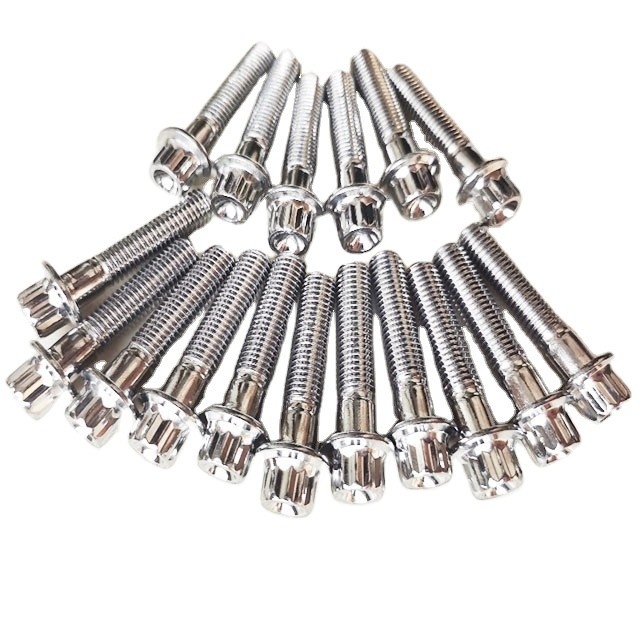 Τελεία από ψευδάργυρο DIN Standard M7 x 32 12 PT Bolt και M7 Nylon Lock Nut για τροχούς BBS Chromoly σε Slivery Steel
